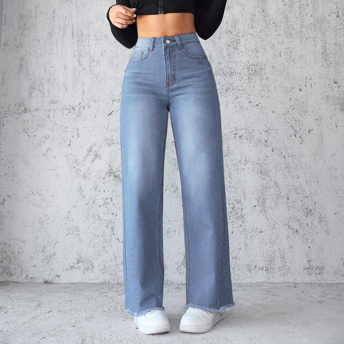 Rigid Straight Wide-Leg Jeans