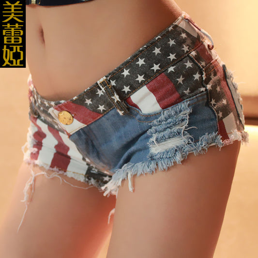 Edgy Low-Waist Distressed Ultra Mini Shorts