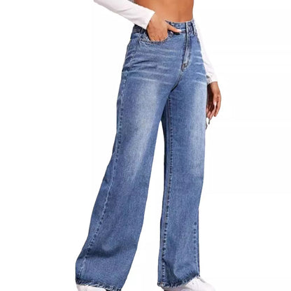 High-Waisted Washed Wide-Leg Jeans