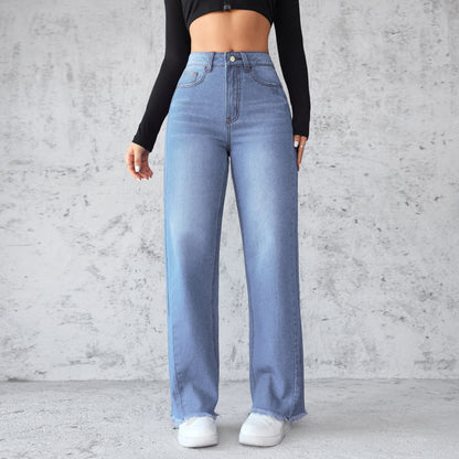 Rigid Straight Wide-Leg Jeans