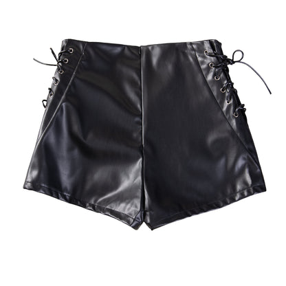 Chic Plus Size Black High-Rise Faux Leather Shorts