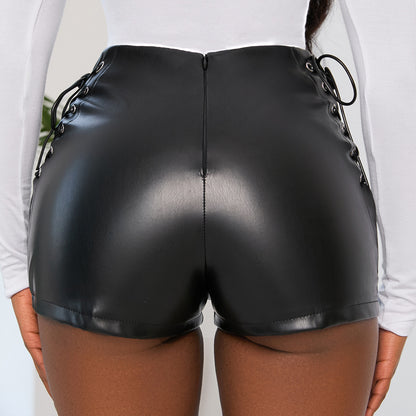 Chic Plus Size Black High-Rise Faux Leather Shorts