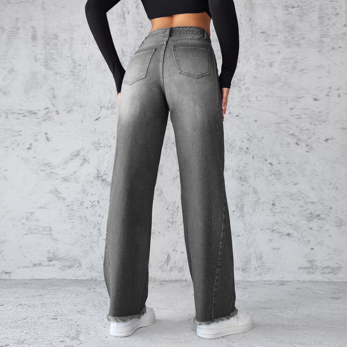 Rigid Straight Wide-Leg Jeans
